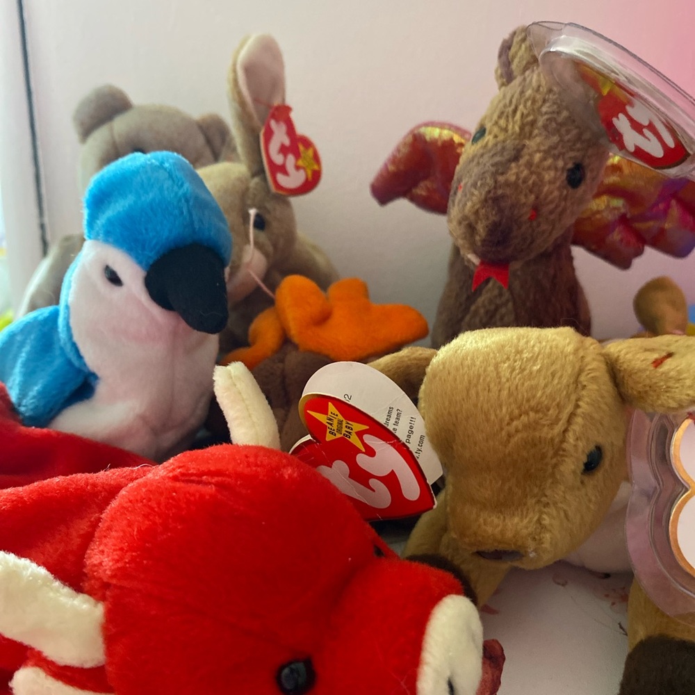 Ty Stuffed Animals Set - Blue, Red, Brown